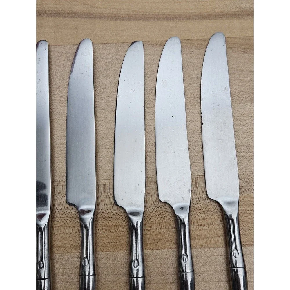 HAMPTON SILVERSMITHS Stainless Flatware BAMBOO ~ 8 Piece DINNER KNIVES